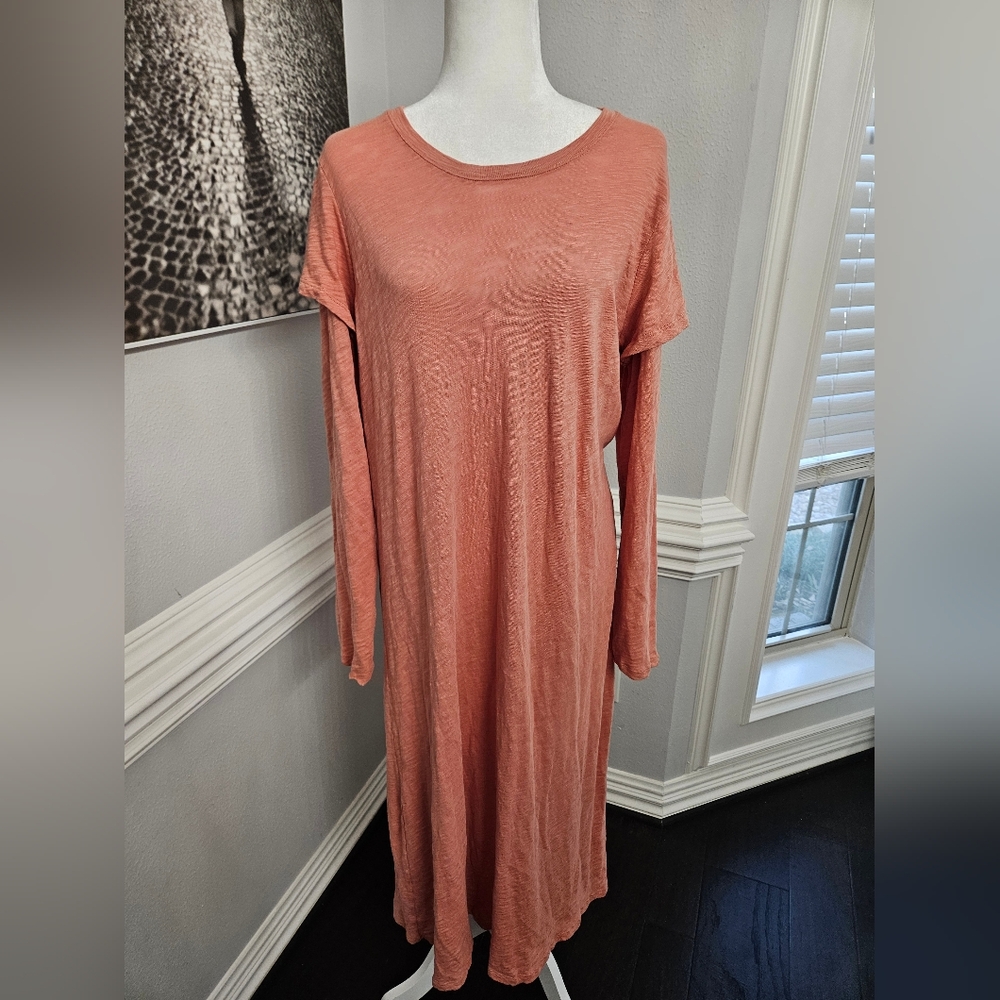 ATM ANTHONY THOMAS MELILLO Layered slub cotton-jersey midi dress XL Antique Rose - Picture 6 of 12